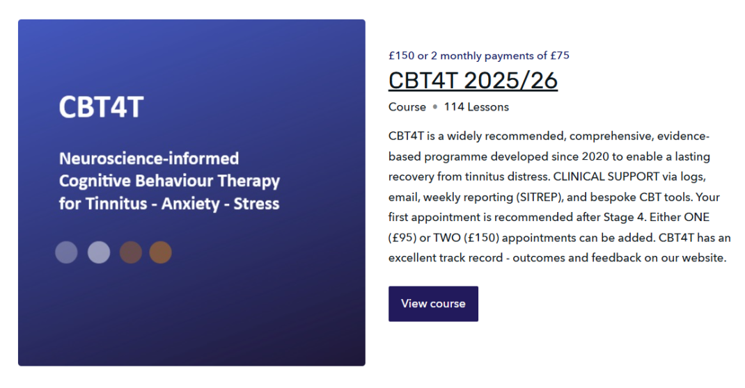 CBT for Tinnitus E-Programme (CBT4T)
